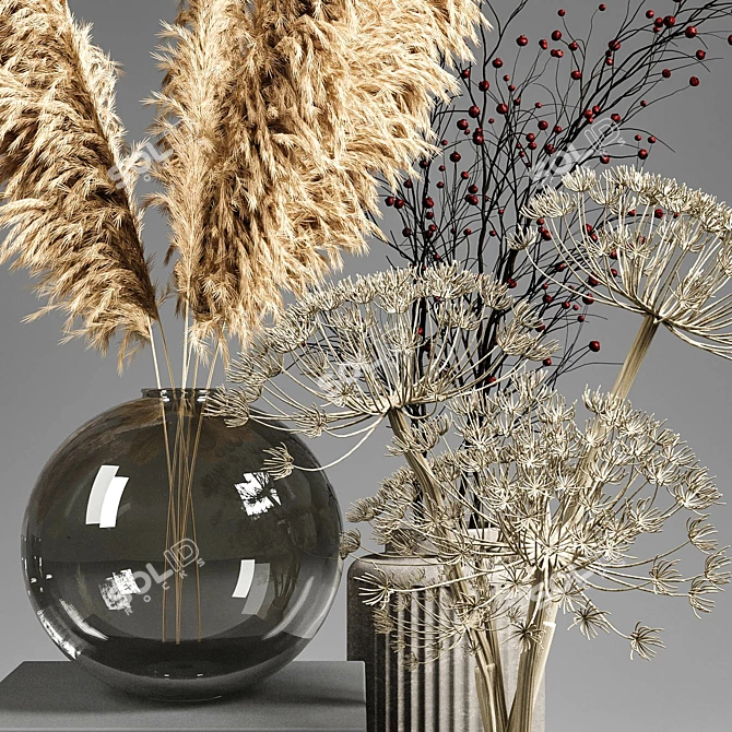 Harvest Bliss: Dry Bouquet Set 3D model image 6