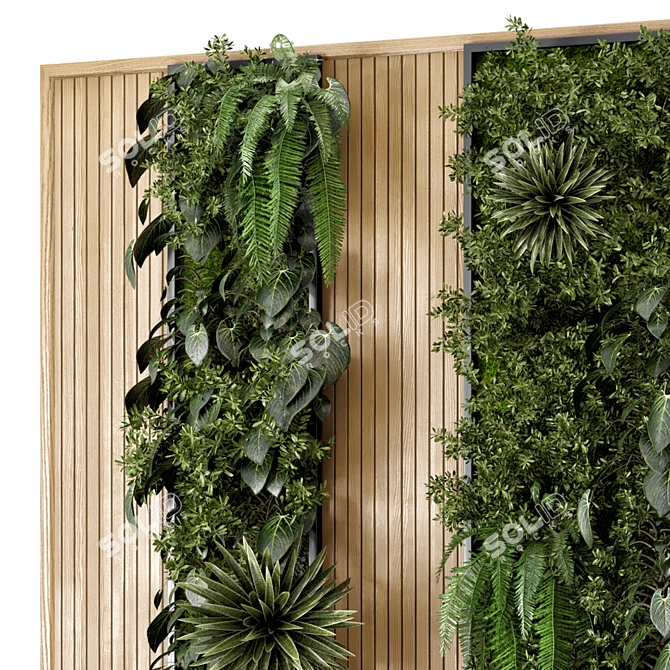 Wooden Base Vertical Garden - Set 536 3D model image 5