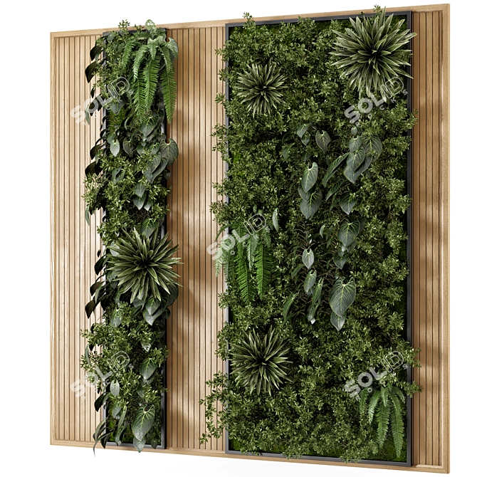 Wooden Base Vertical Garden - Set 536 3D model image 6