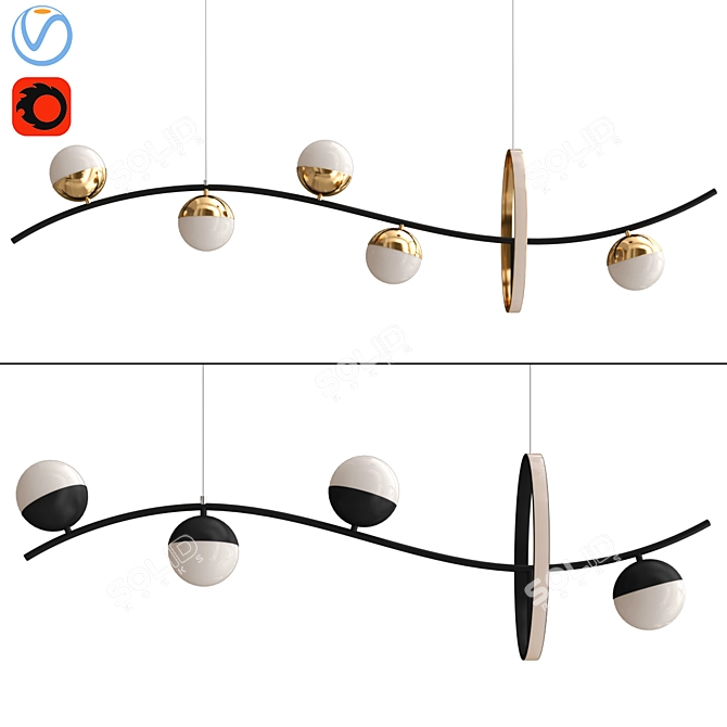 RINBO L Pendant Light: Stylish and Modern 3D model image 1