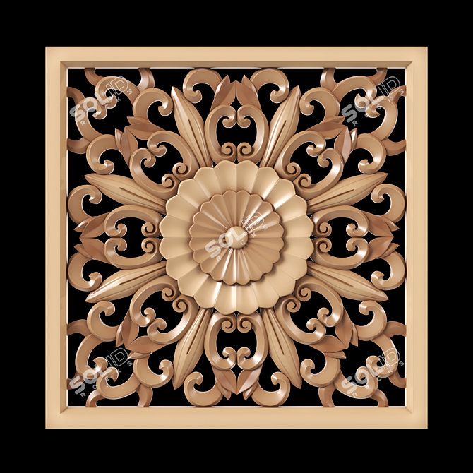 Exquisite Wood Carving Design 3D model image 1