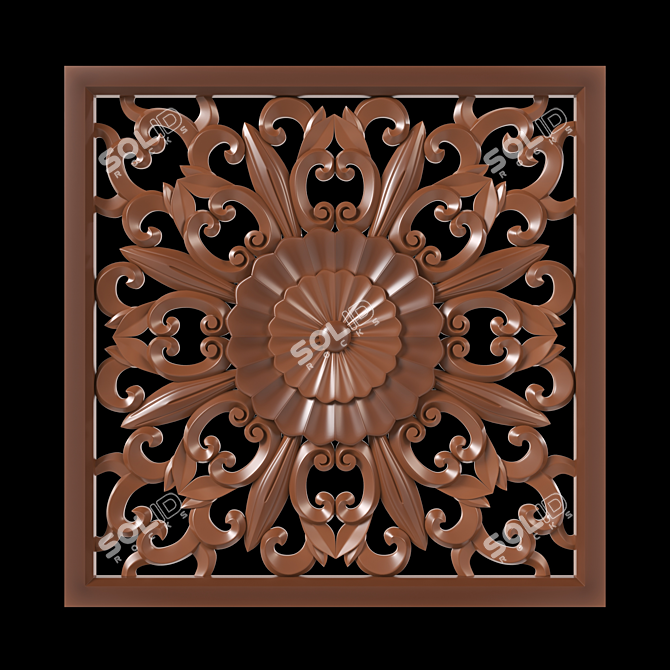 Exquisite Wood Carving Design 3D model image 2