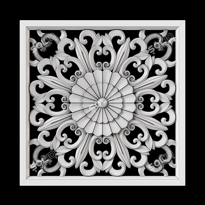 Exquisite Wood Carving Design 3D model image 3