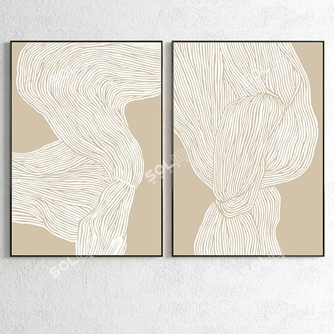 Elegant Plaster Dual Photo Frame - Stylish Décor Solution 3D model image 2