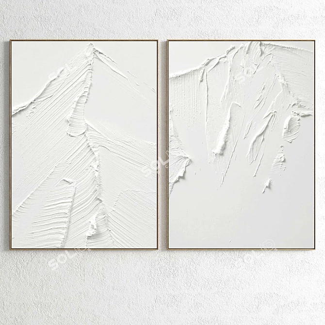 Plaster Frame Duo: Stylish Interior Art 3D model image 2