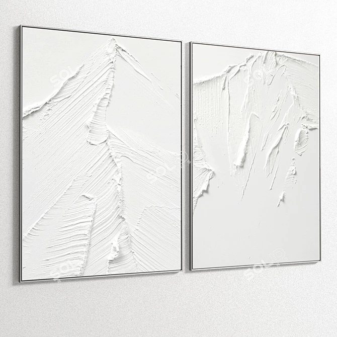 Plaster Frame Duo: Stylish Interior Art 3D model image 4