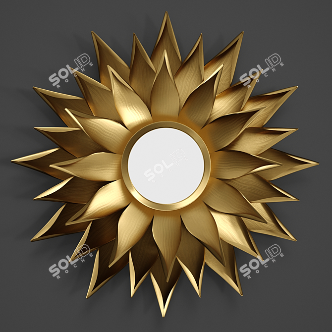 Gilded Sunflower Mirror 3D model image 2