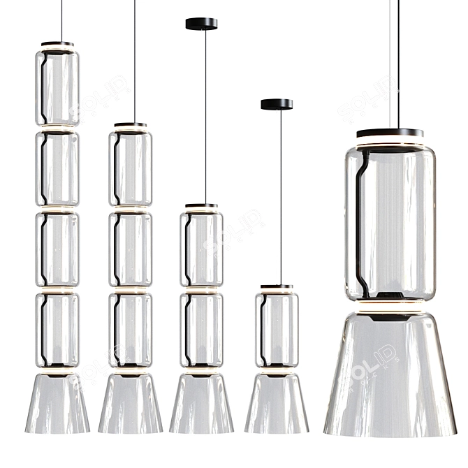 Noctambule Suspension Collection: Sleek, Elegant Lighting 3D model image 4