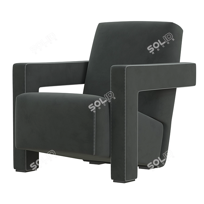 Utrecht Velvet Lounge Chair 3D model image 1