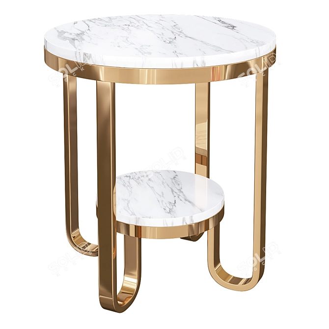 Sleek White Faux Marble End Table 3D model image 1