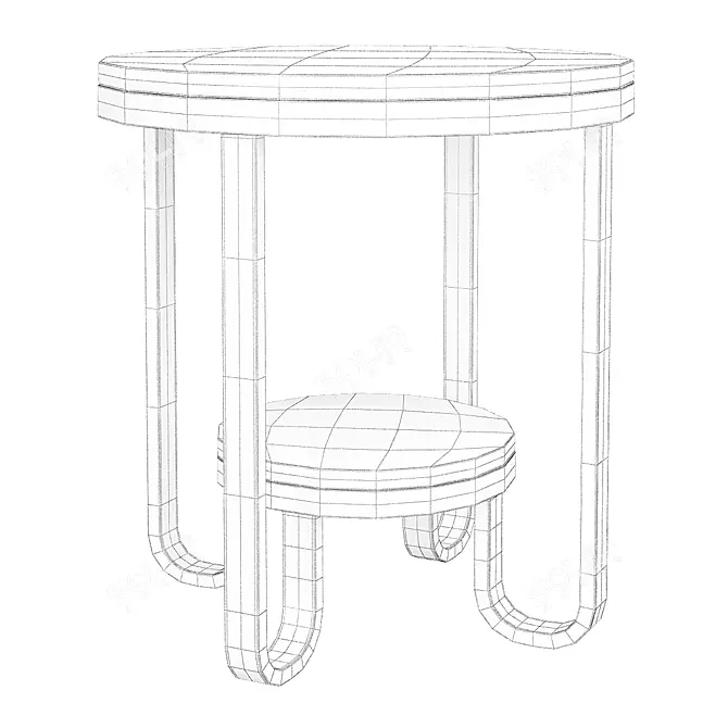 Sleek White Faux Marble End Table 3D model image 2