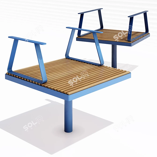 Eco-Friendly Woodpixel Park Benches 3D model image 3