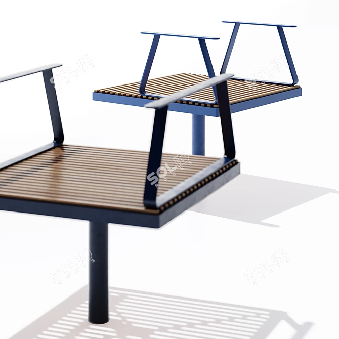 Eco-Friendly Woodpixel Park Benches 3D model image 4