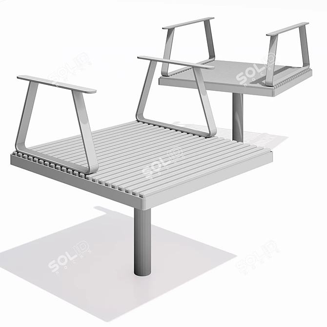 Eco-Friendly Woodpixel Park Benches 3D model image 5