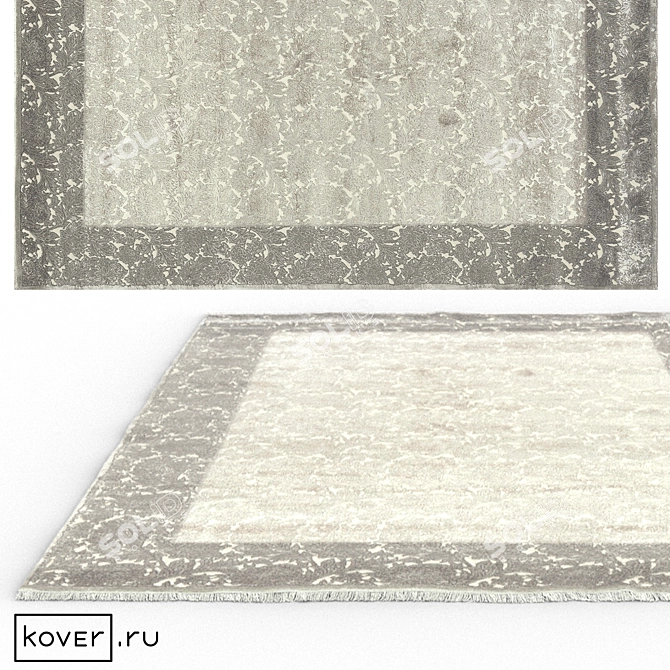 Royal Agra Bloom: Luxurious Wool & Silk Carpet 3D model image 1