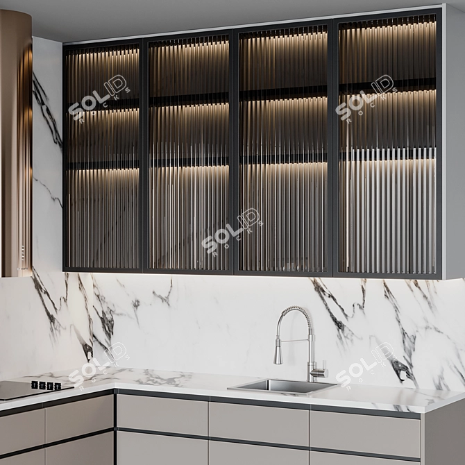 Modern Kitchen Unit - Easily Customizable & Stylish 3D model image 2