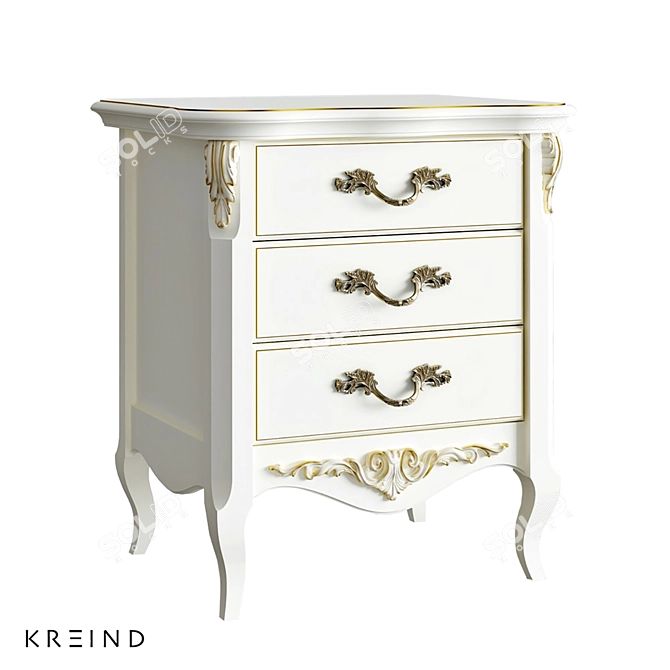 Elegant Ivory and Gold Nightstand 3D model image 2