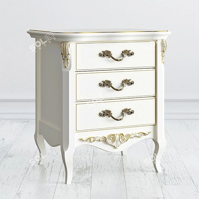 Elegant Ivory and Gold Nightstand 3D model image 3