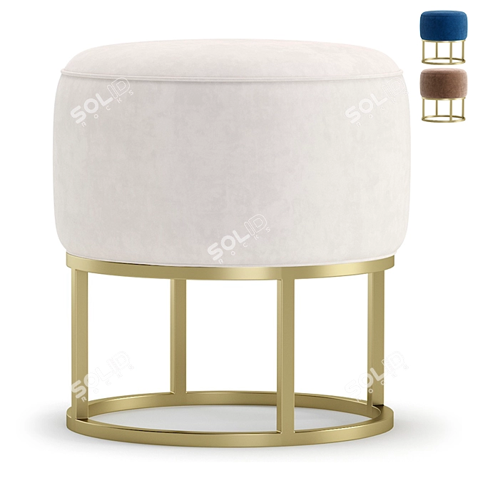 Elegant Rosie Pouffe: 3 Color Options 3D model image 1