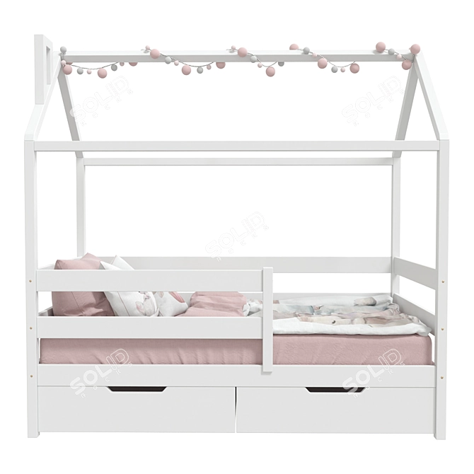 Eco-Pink Textile Bedhouse 3D model image 2