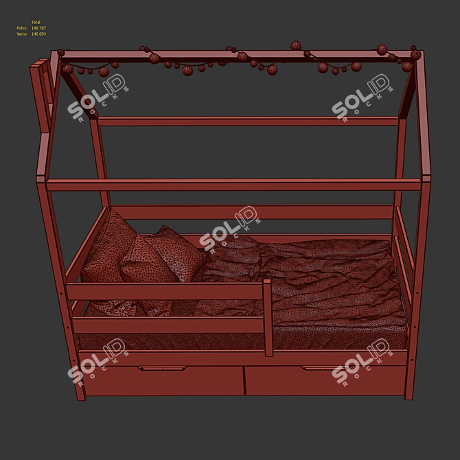 Eco-Pink Textile Bedhouse 3D model image 4