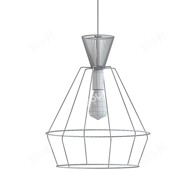 Elegant Black and Gold Pendant 3D model image 2