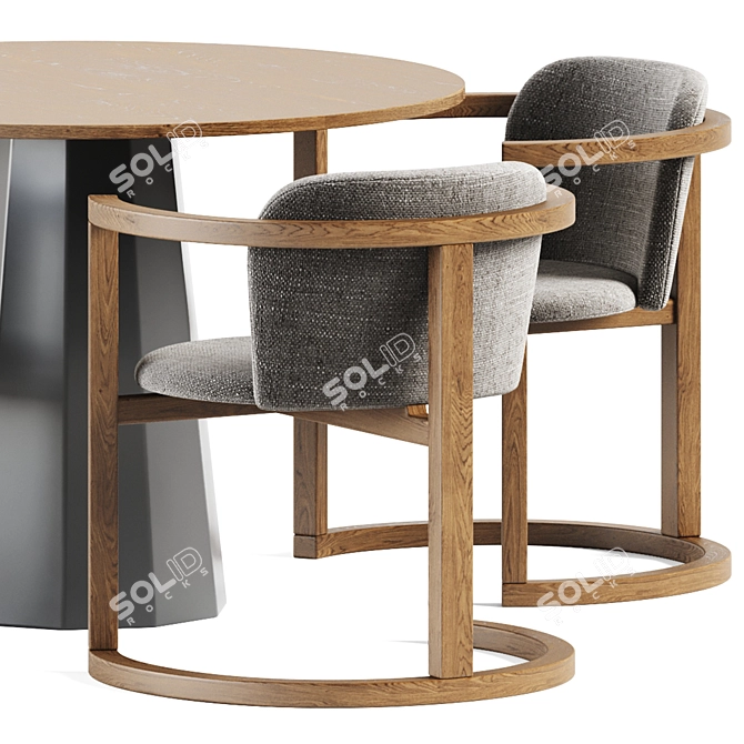 Elegant Dix Table & Stir Chair 3D model image 4