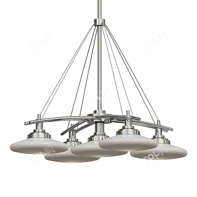 Sleek Brushed Nickel Halogen Chandelier 3D model image 1