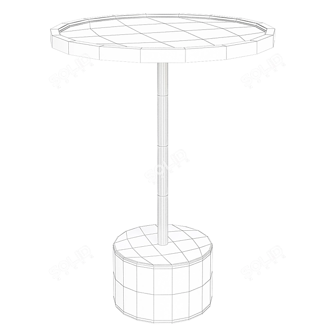 Sleek Marble End Table in Black & White 3D model image 2