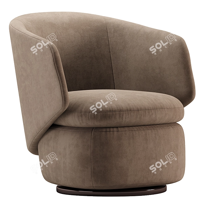 Elegant Crescent Swivel Armchair 3D model image 1