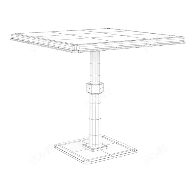 Elegant Square Marble Side Table 3D model image 2