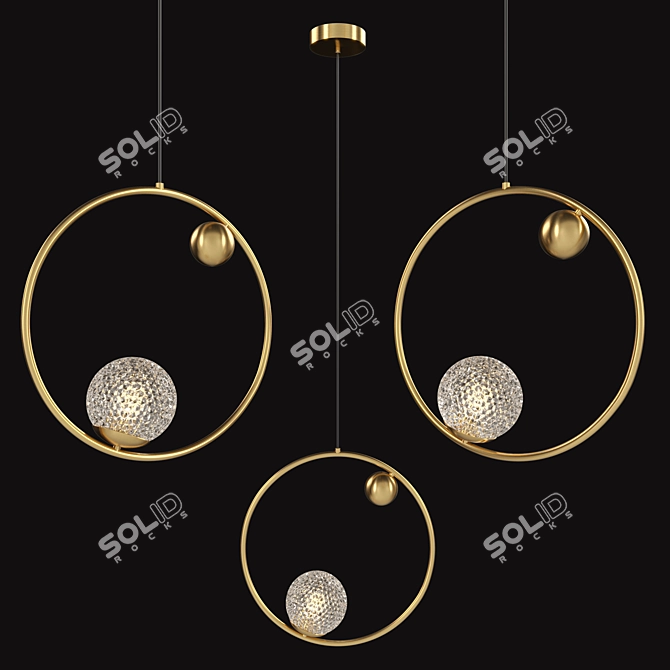 Brass Hoop Ring Pendant: Luxurious and Stylish 3D model image 2