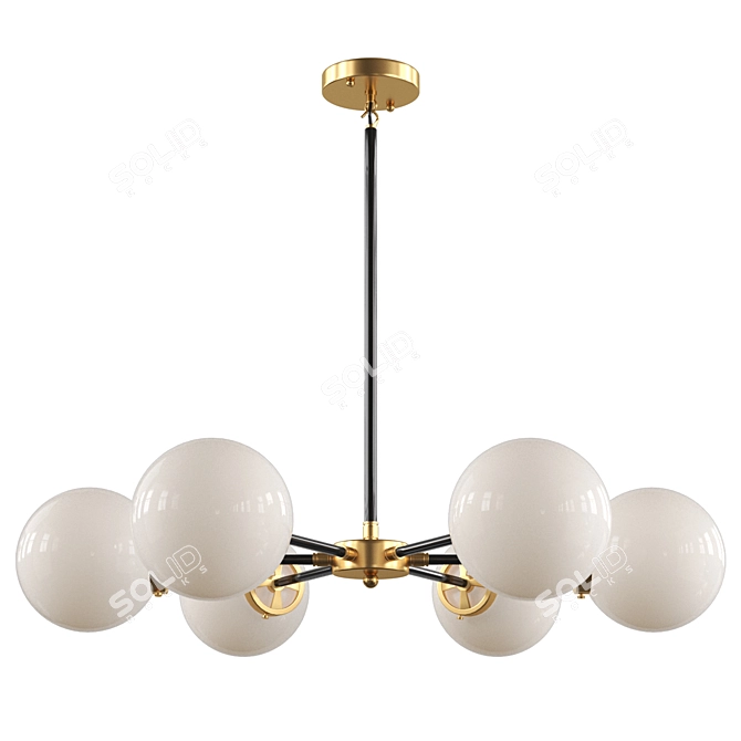 Caleb Brass Cluster Pendant - 6-Light Adjustable 3D model image 1