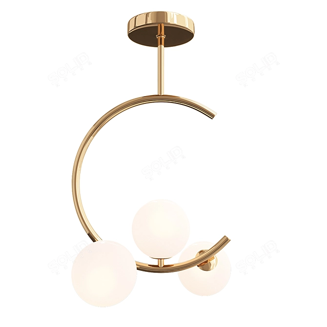 Industrial Gold LED Lamp for 3 Lights 3D model image 1
