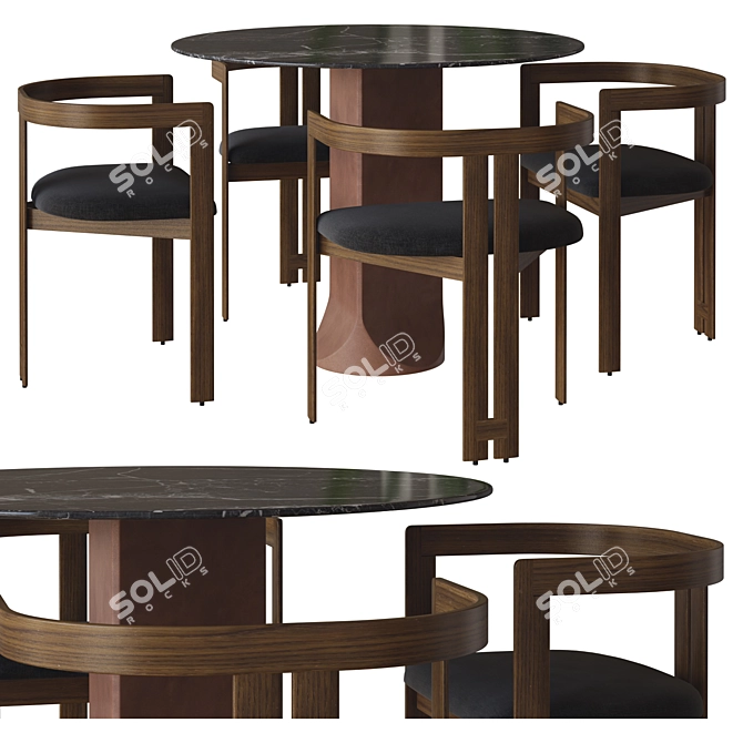 Elegant Pigreco Chair & Togrul Table: Tacchini's Finest 3D model image 1