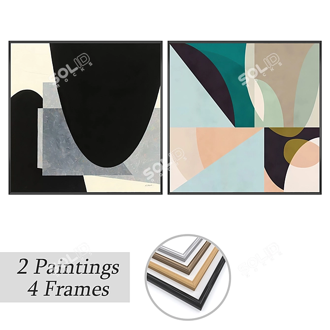 Abstract Art Set with Multiple Frame Options 3D model image 1