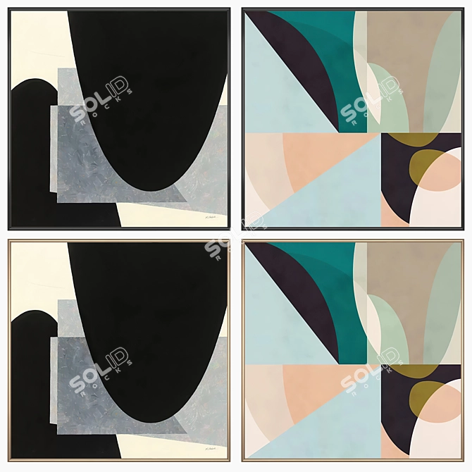 Abstract Art Set with Multiple Frame Options 3D model image 2