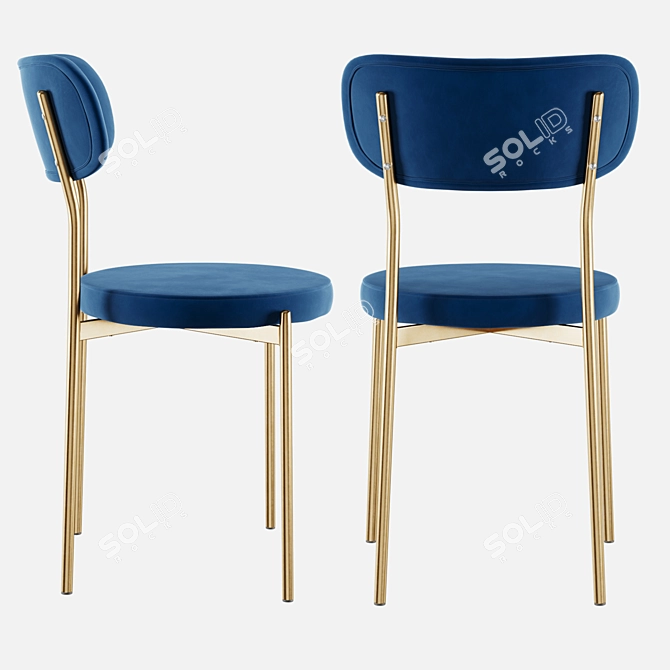 Velvet Gold Leg Chair & Bar Stool 3D model image 3