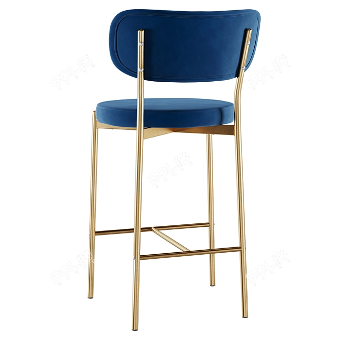 Velvet Gold Leg Chair & Bar Stool 3D model image 11