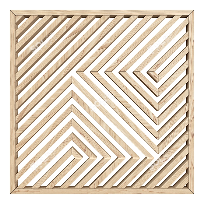 Modern Geometric Wood Wall Art 3D model image 4