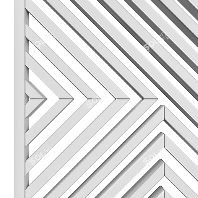 Modern Geometric Wood Wall Art 3D model image 5