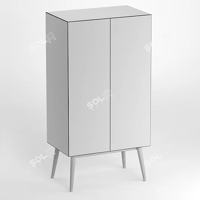 Wooden Highboard with Doors 3D model image 2