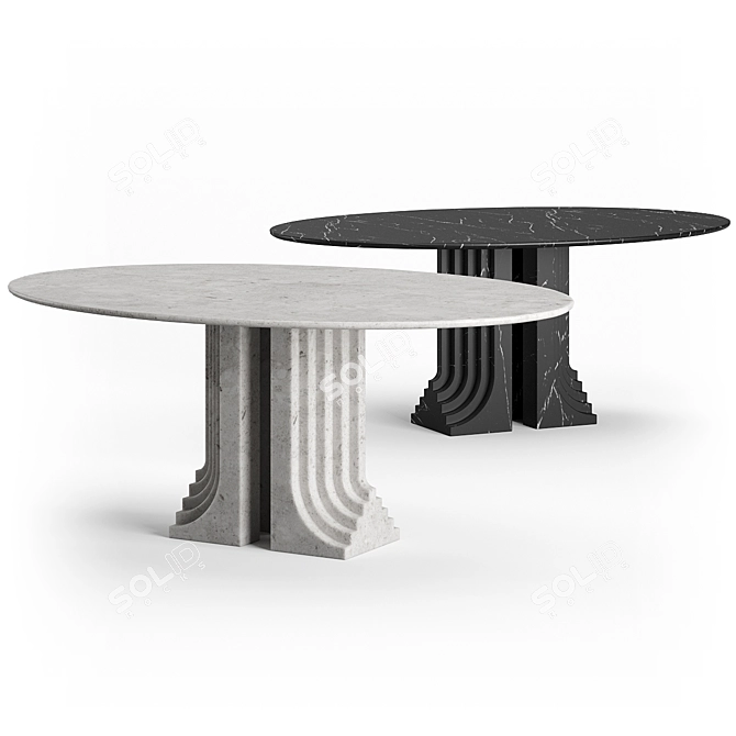 Modern Italian Marble Dining Table 3D model image 1
