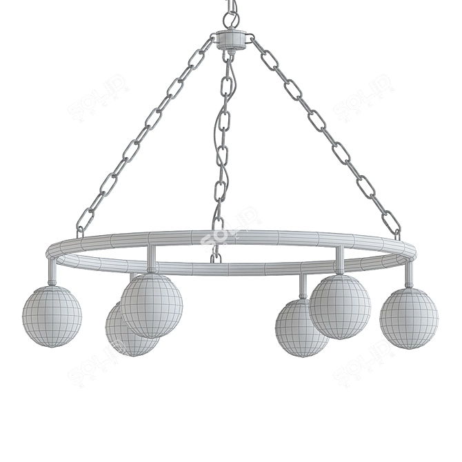 Sleek White Glass Globe Chandelier 3D model image 2