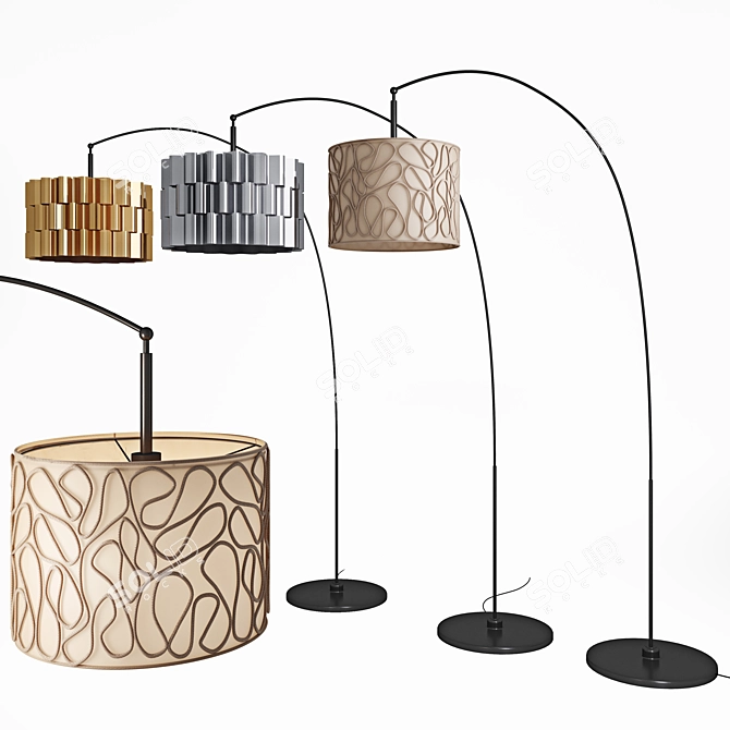 Modern Arc Floor Lamp Set: VINGMAST & ÄLVSTARR 3D model image 1