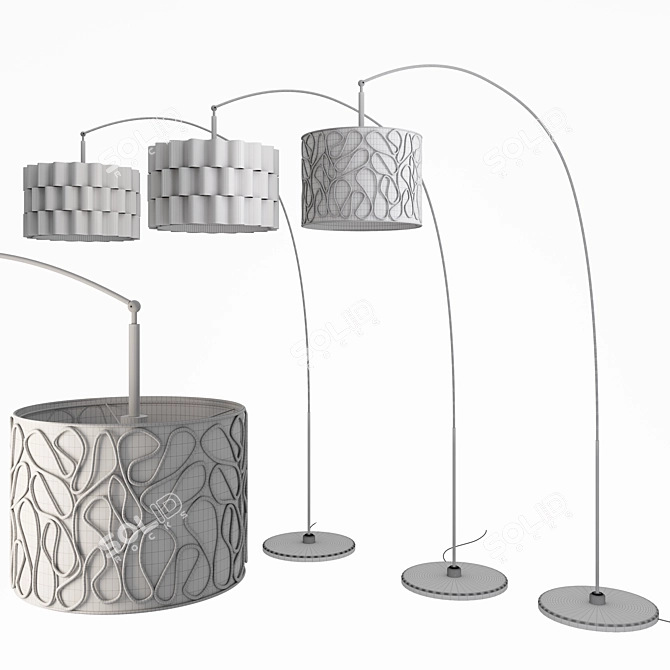 Modern Arc Floor Lamp Set: VINGMAST & ÄLVSTARR 3D model image 2