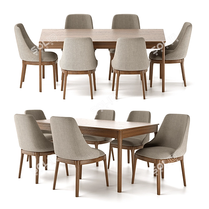 Modern Lounge Dining Set: Table & Fasmino Chairs 3D model image 1