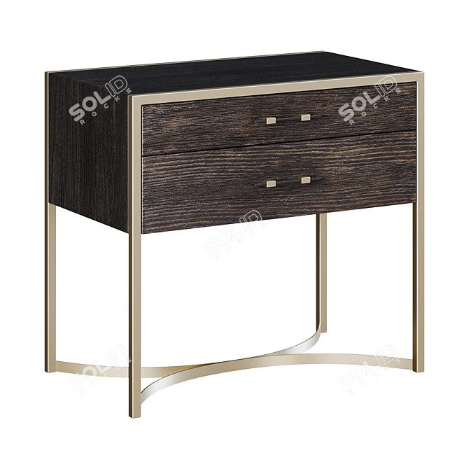 Sleek Wood and Metal Nightstand 3D model image 1