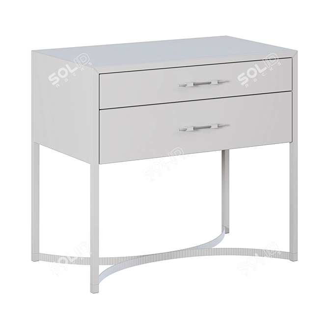 Sleek Wood and Metal Nightstand 3D model image 3