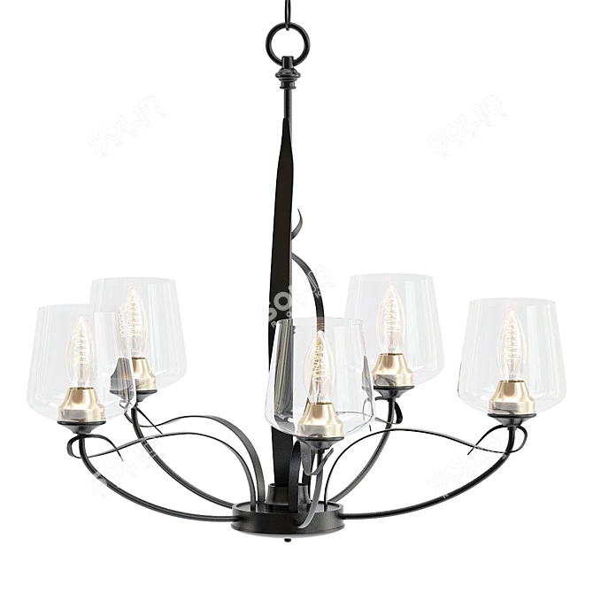 Elegant Flora 5 Arm Chandelier 3D model image 1